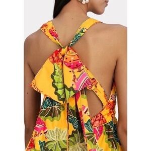 Tropical Print Yellow Dress